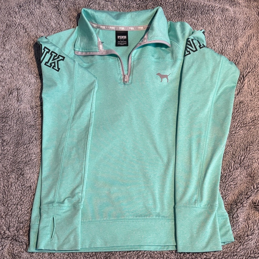 PINK Victoria's Secret Aqua Quarter-Zip Jacket